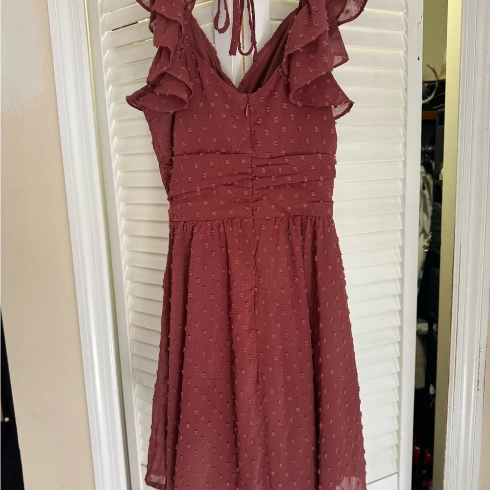 Dee Elly Ruffled Burgundy Dress